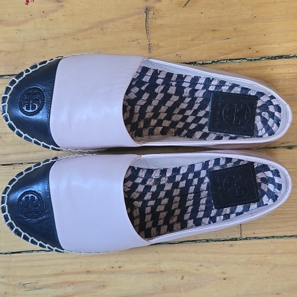 Tory Burch espadrilles pink/black Colorblock size 7.5 Like New